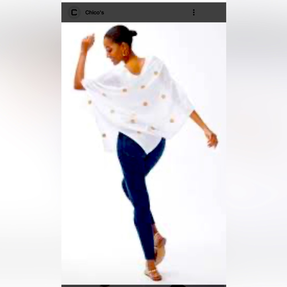 Chicos embroidered mesh daisy poncho never worn